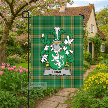 Hume Irish Clan Tartan Garden Flag with Coat of Arms