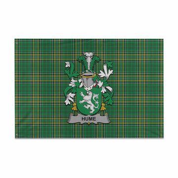 Hume Irish Clan Tartan House Flag with Coat of Arms