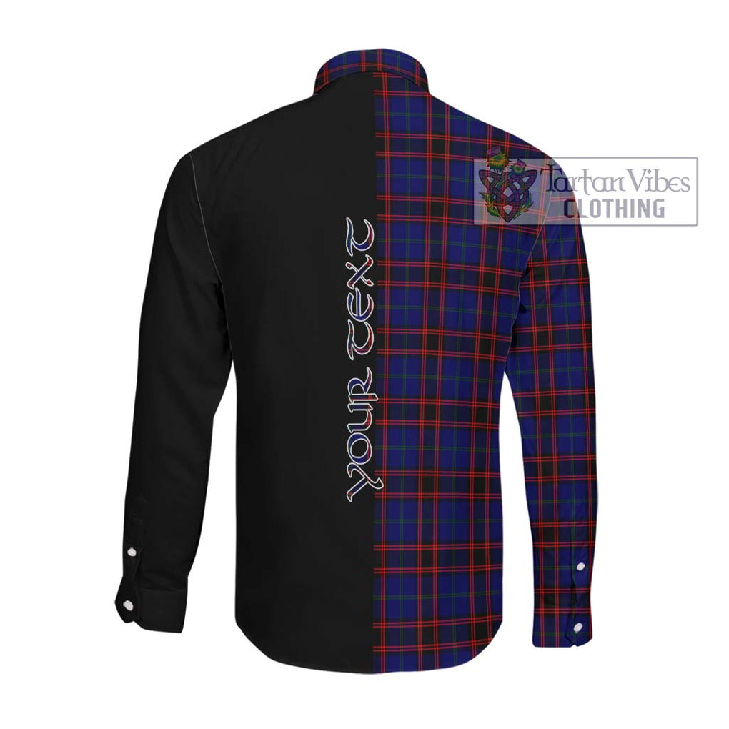 Hume Modern Tartan Long Sleeve Button Shirt with Family Crest and Half Of Me Style Men's Shirt - Tartanvibesclothing Shop