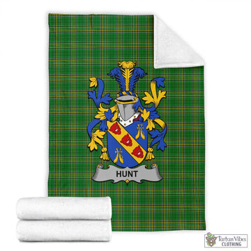 Tartan Vibes Clothing Hunt Irish Clan Tartan Blanket with Coat of Arms