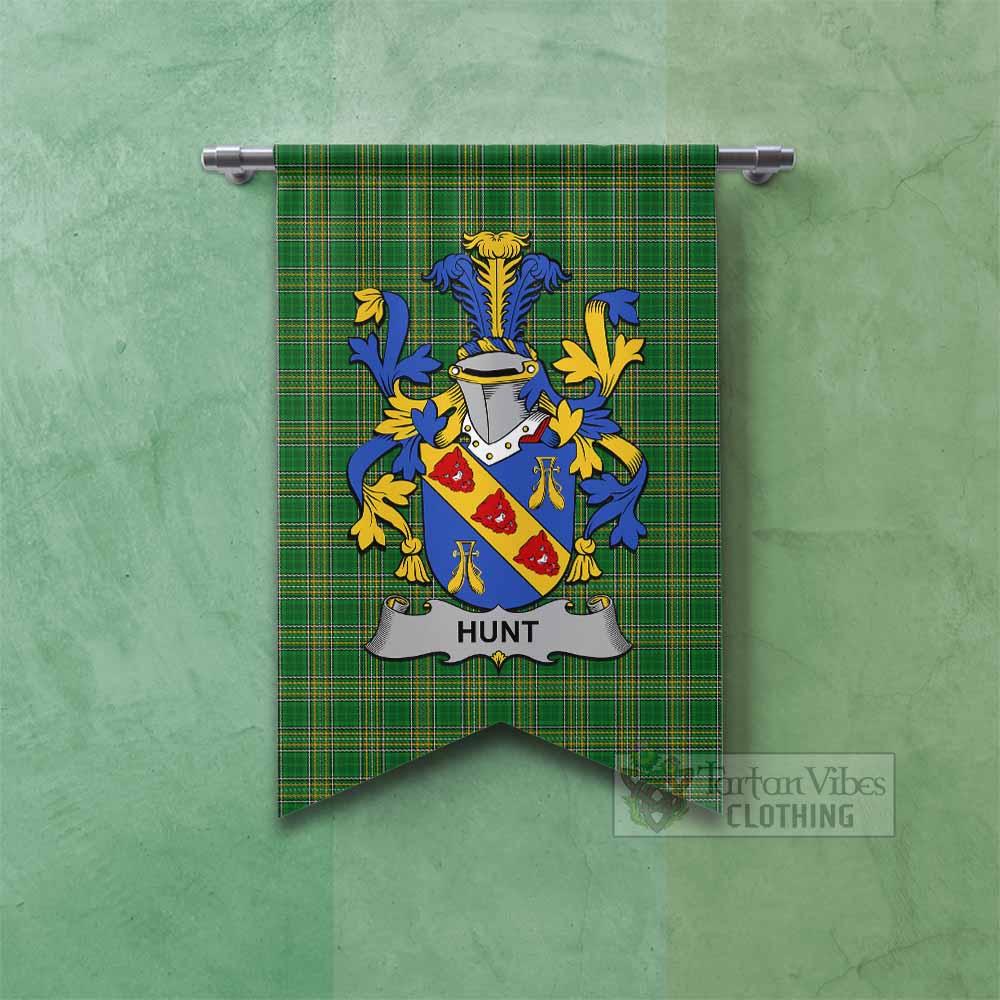 Hunt Irish Clan Tartan Gonfalon, Tartan Banner with Coat of Arms Fishtail - Tartan Vibes Clothing