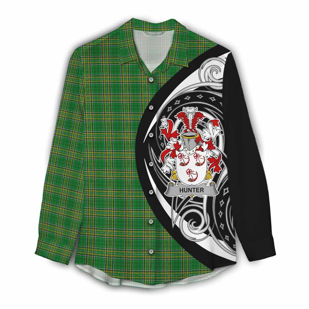 Tartan Vibes Clothing Hunter Irish Clan Women's Casual Shirt Celtic Circle Style