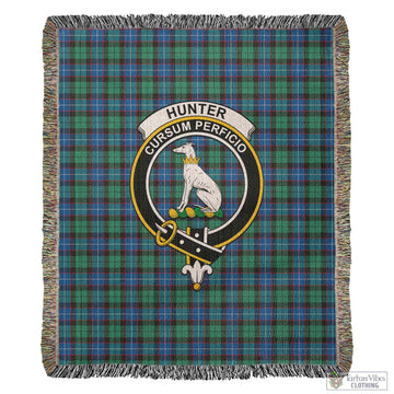 Hunter Ancient Tartan Woven Blanket with Family Crest