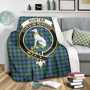 Hunter Ancient Tartan Blanket with Family Crest