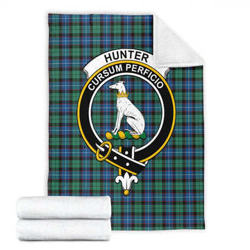 Hunter Ancient Tartan Blanket with Family Crest