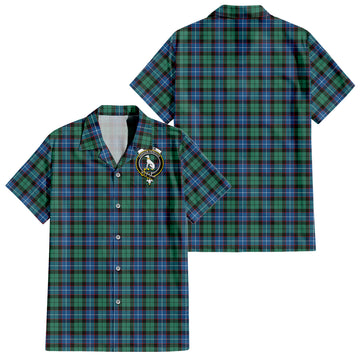 Hunter Ancient Tartan Short Sleeve Button Down Shirt with Family Crest
