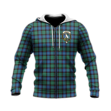 Hunter Ancient Tartan Knitted Hoodie with Family Crest