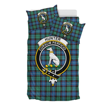 Hunter Ancient Tartan Bedding Set with Family Crest