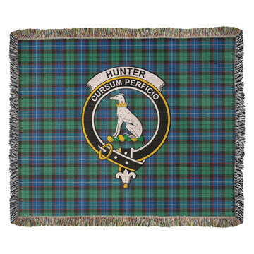 Hunter Ancient Tartan Woven Blanket with Family Crest