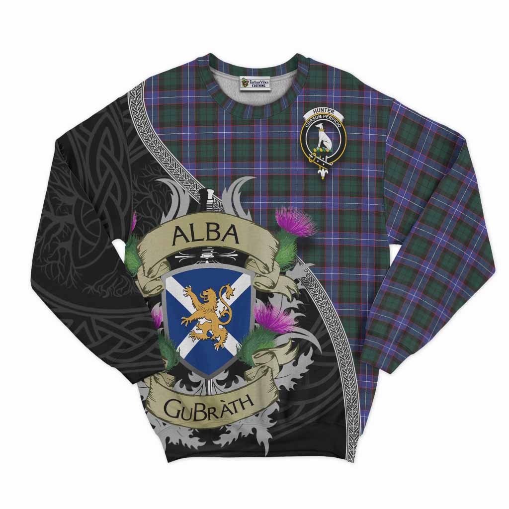 Hunter (Hunterston) Tartan Family Crest Sweatshirt Lion Rampant Royal Thistle Shield Celtic Inspired Unisex - Tartan Vibes Clothing