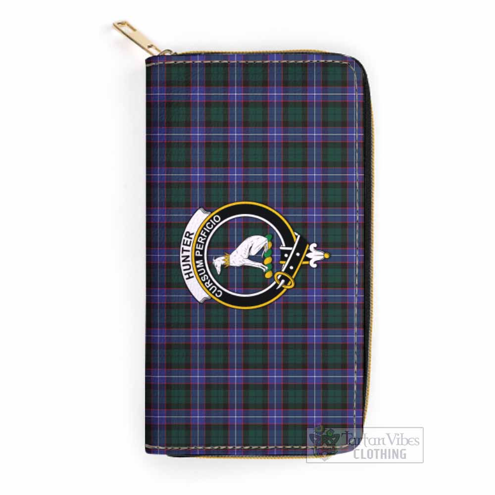 Tartan Vibes Clothing Hunter (Hunterston) Tartan Women's Leather Wallet with Family Crest