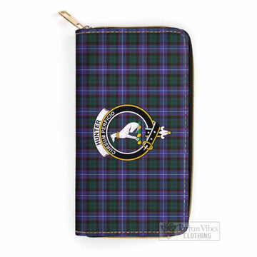 Hunter (Hunterston) Tartan Women's Leather Wallet with Family Crest