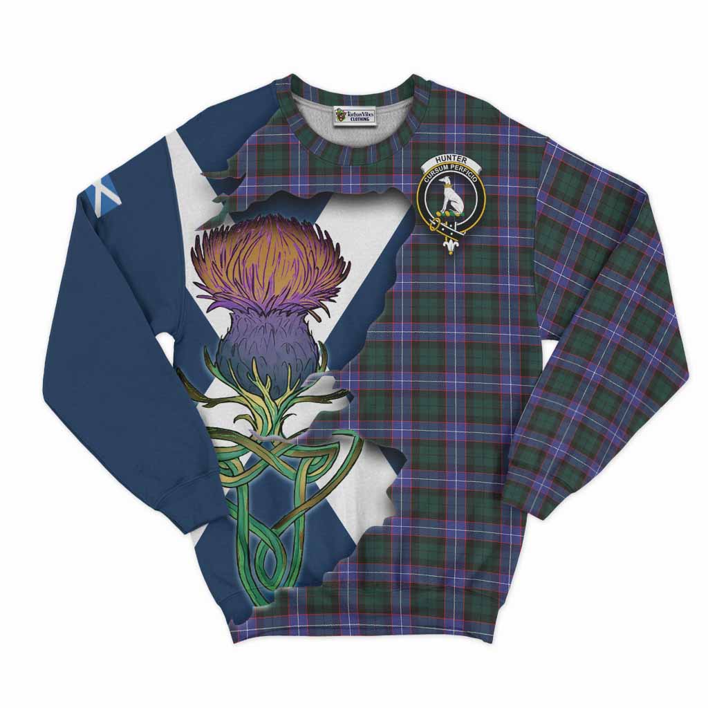 Hunter (Hunterston) Tartan Family Crest Sweatshirt Scottish Thistle Celtic Inspired Unisex - Tartan Vibes Clothing