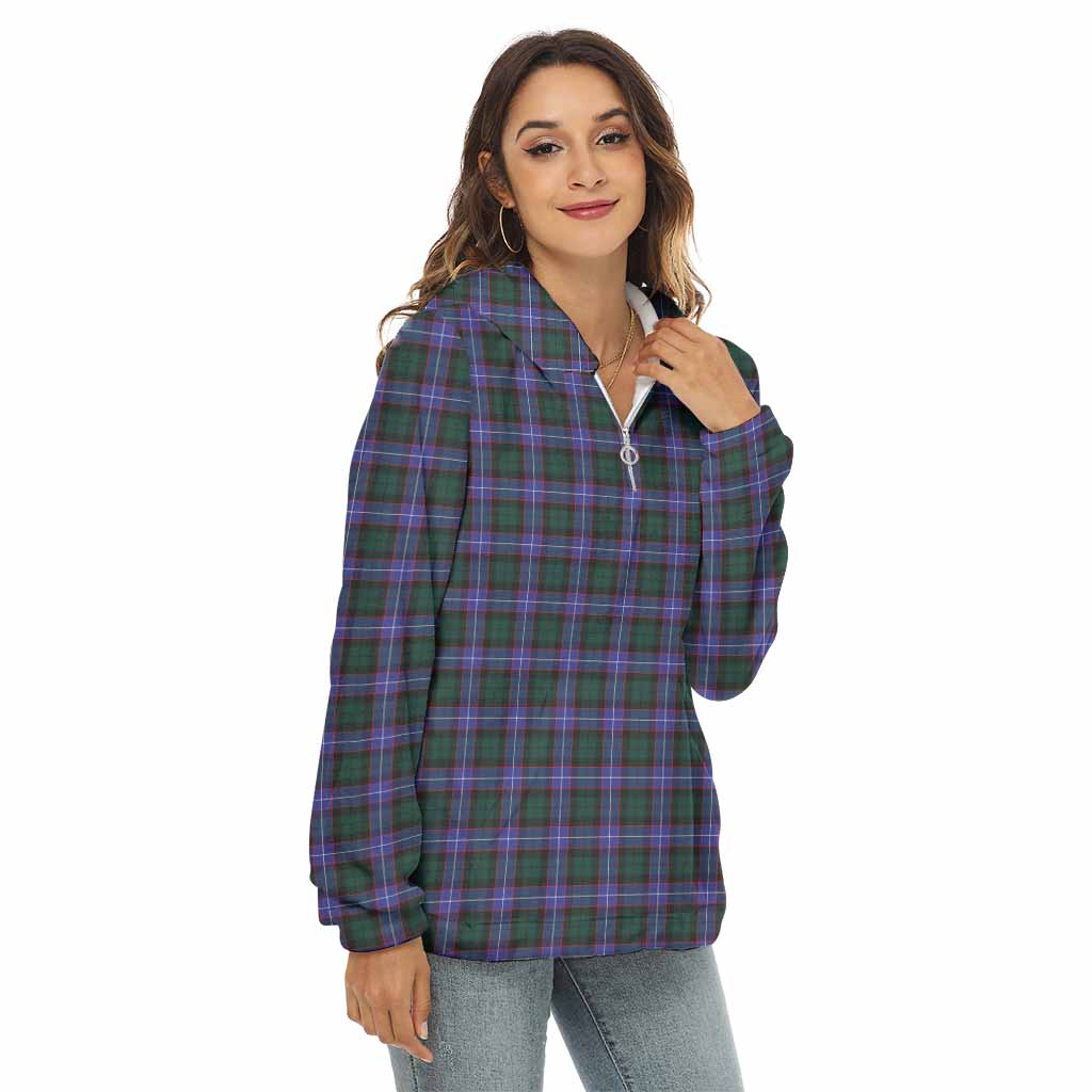 Tartan Vibes Clothing Hunter (Hunterston) Tartan Women's Borg  Half Zip Fleece Hoodie