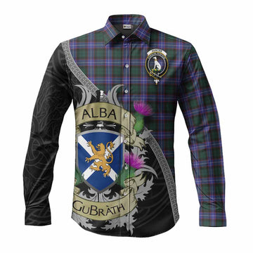 Tartan Vibes Clothing Hunter (Hunterston) Tartan Family Crest Long Sleeve Button Shirt Lion Rampant Royal Thistle Shield Celtic Inspired