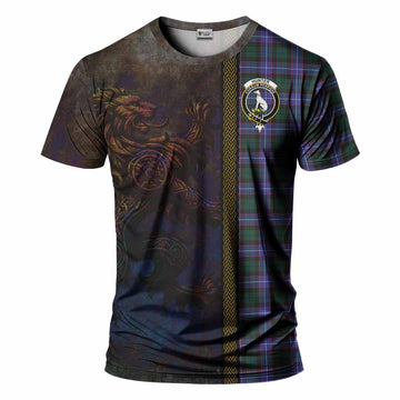Tartan Vibes Clothing Hunter (Hunterston) Tartan Family Crest T-Shirt Alba Gu Brath Be Brave Lion Ancient Style