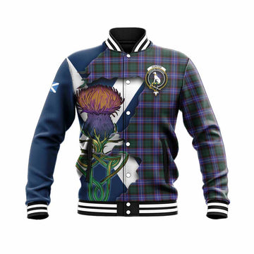 Tartan Vibes Clothing Hunter (Hunterston) Tartan Family Crest Baseball Jacket Scottish Thistle Celtic Inspired