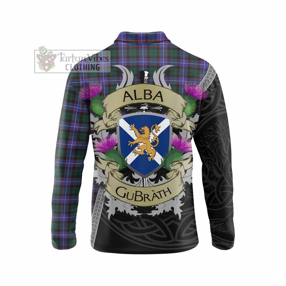 Tartan Vibes Clothing Hunter (Hunterston) Tartan Family Crest Long Sleeve Polo Shirt Lion Rampant Royal Thistle Shield Celtic Inspired