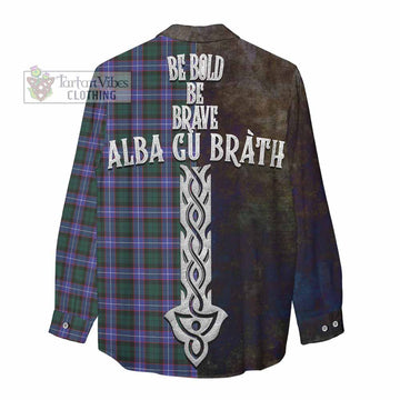 Hunter (Hunterston) Tartan Family Crest Women's Casual Shirt Alba Gu Brath Be Brave Lion Ancient Style