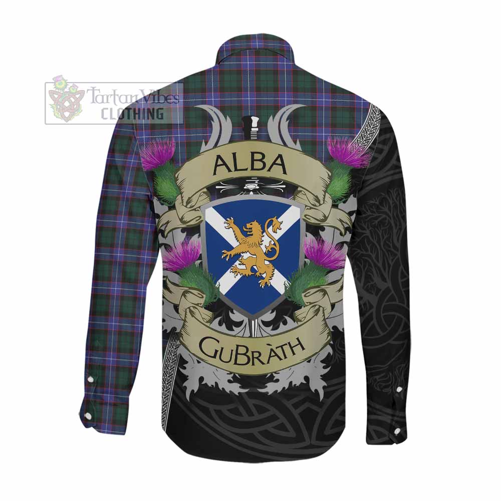 Tartan Vibes Clothing Hunter (Hunterston) Tartan Family Crest Long Sleeve Button Shirt Lion Rampant Royal Thistle Shield Celtic Inspired