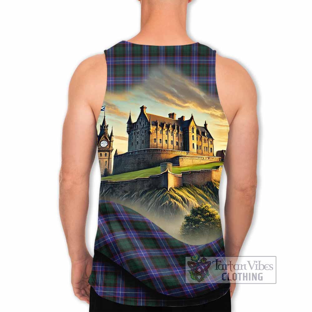 Tartan Vibes Clothing Hunter (Hunterston) Tartan Family Crest Men's Tank Top with Scottish Ancient Castle Style