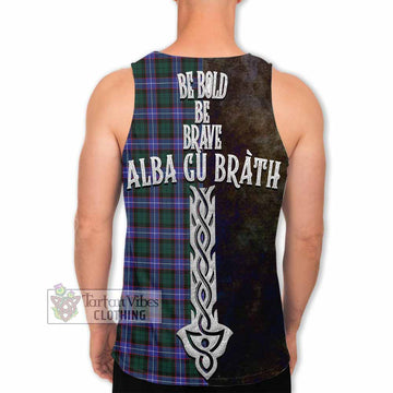 Tartan Vibes Clothing Hunter (Hunterston) Tartan Family Crest Men's Tank Top Alba Gu Brath Be Brave Lion Ancient Style