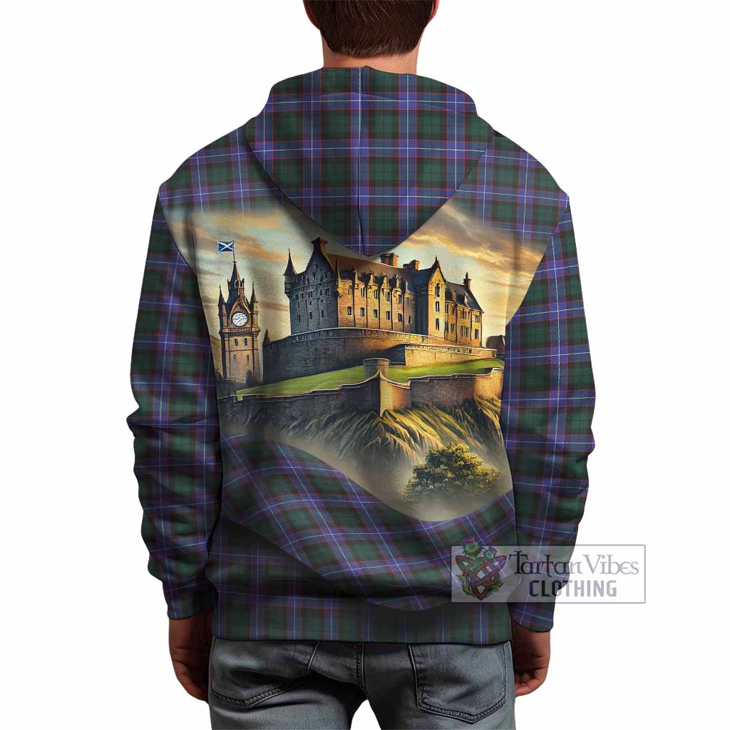 Tartan Vibes Clothing Hunter (Hunterston) Tartan Family Crest Hoodie with Scottish Ancient Castle Style
