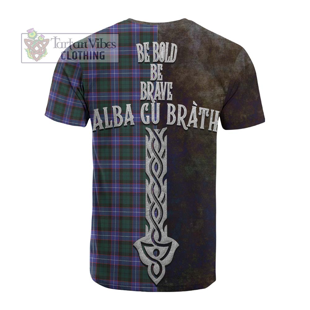 Tartan Vibes Clothing Hunter (Hunterston) Tartan Family Crest Cotton T-shirt Alba Gu Brath Be Brave Lion Ancient Style