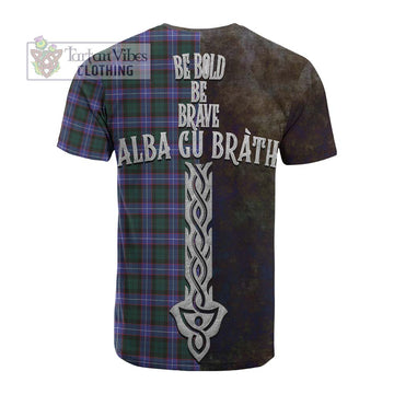 Hunter (Hunterston) Tartan Family Crest Cotton T-shirt Alba Gu Brath Be Brave Lion Ancient Style