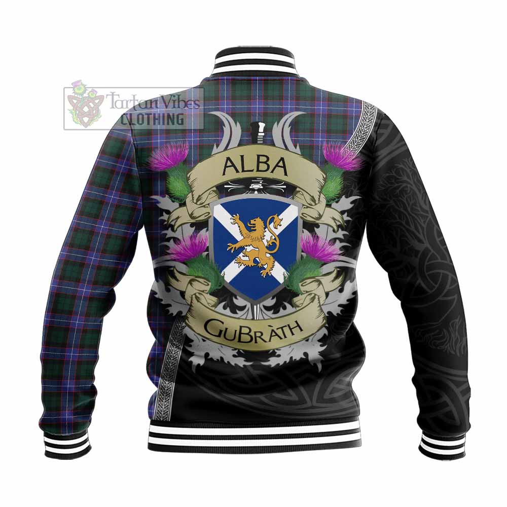Tartan Vibes Clothing Hunter (Hunterston) Tartan Family Crest Baseball Jacket Lion Rampant Royal Thistle Shield Celtic Inspired
