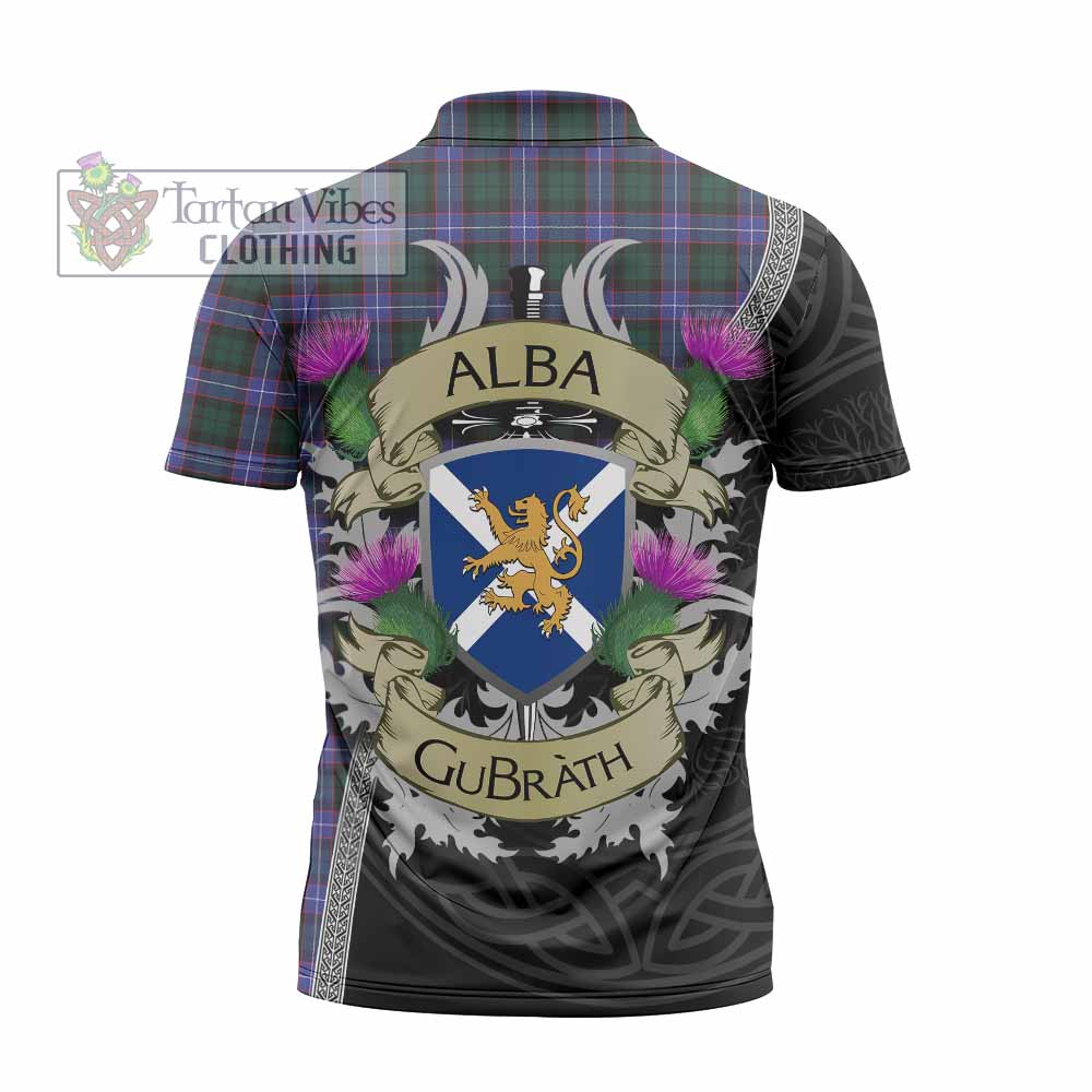 Tartan Vibes Clothing Hunter (Hunterston) Tartan Family Crest Zipper Polo Shirt Lion Rampant Royal Thistle Shield Celtic Inspired