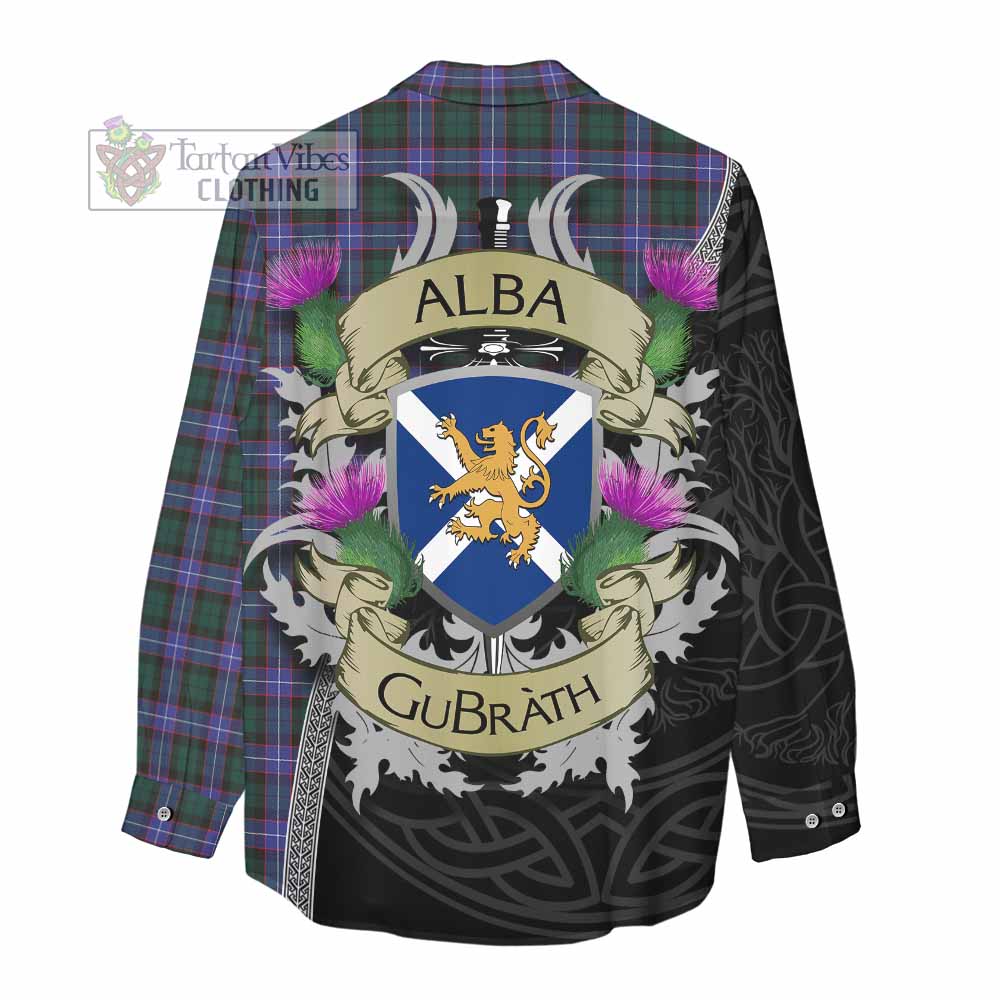 Tartan Vibes Clothing Hunter (Hunterston) Tartan Family Crest Women's Casual Shirt Lion Rampant Royal Thistle Shield Celtic Inspired