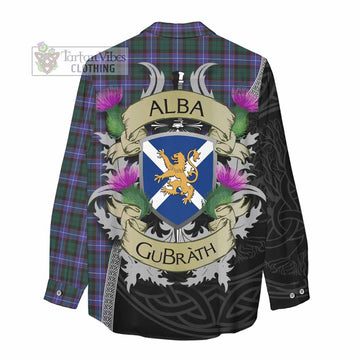 Hunter (Hunterston) Tartan Family Crest Women's Casual Shirt Lion Rampant Royal Thistle Shield Celtic Inspired