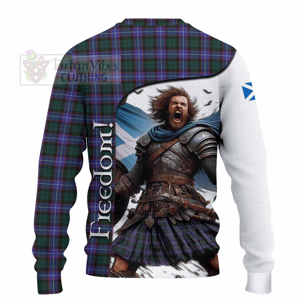 Tartan Vibes Clothing Hunter (Hunterston) Crest Tartan Knitted Sweater Inspired by the Freedom of Scottish Warrior