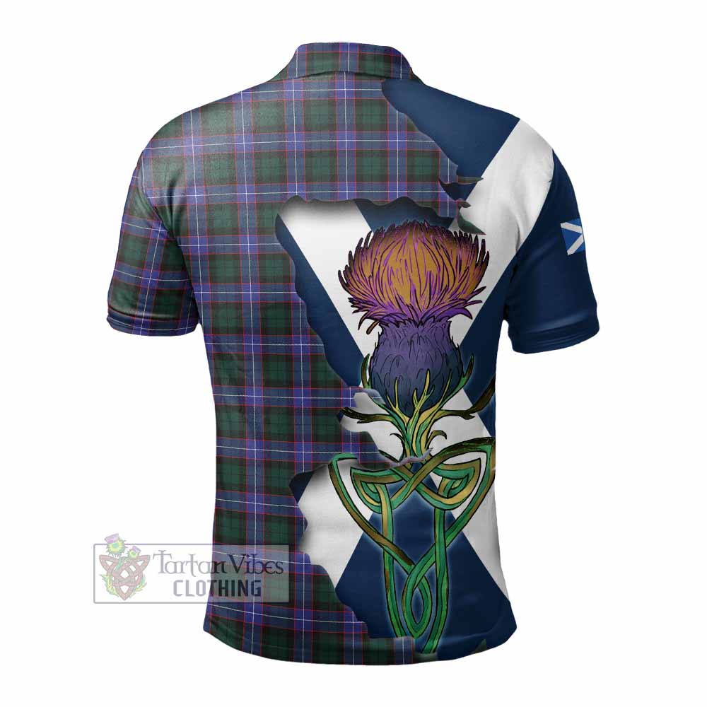 Tartan Vibes Clothing Hunter (Hunterston) Tartan Family Crest Polo Shirt Scottish Thistle Celtic Inspired