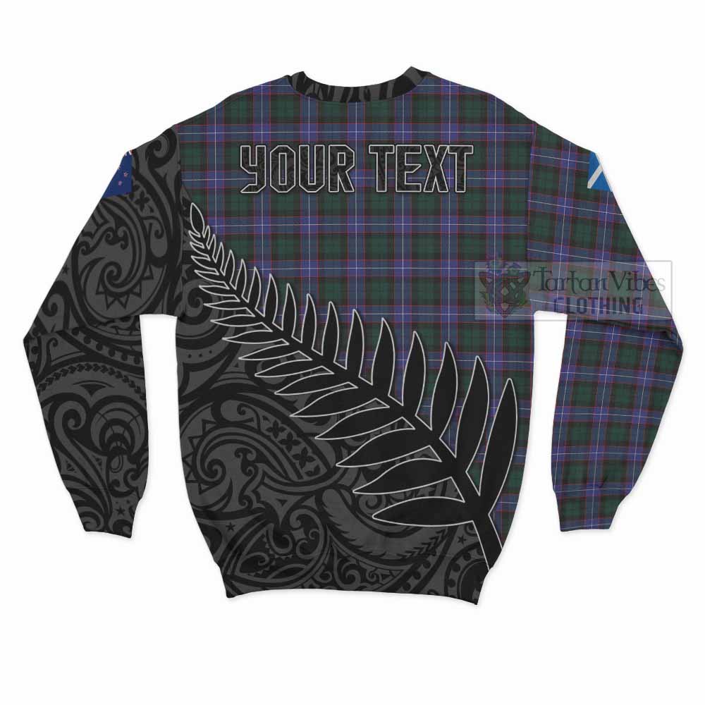 Hunter (Hunterston) Crest Tartan Sweatshirt with New Zealand Silver Fern Half Style - Tartan Vibes Clothing