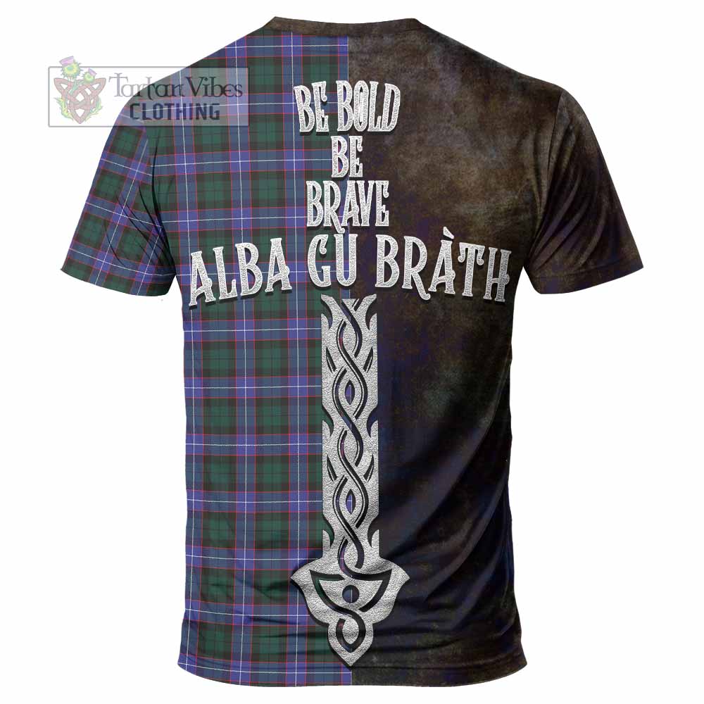 Tartan Vibes Clothing Hunter (Hunterston) Tartan Family Crest T-Shirt Alba Gu Brath Be Brave Lion Ancient Style