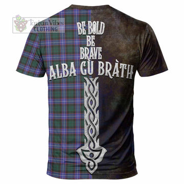Tartan Vibes Clothing Hunter (Hunterston) Tartan Family Crest T-Shirt Alba Gu Brath Be Brave Lion Ancient Style