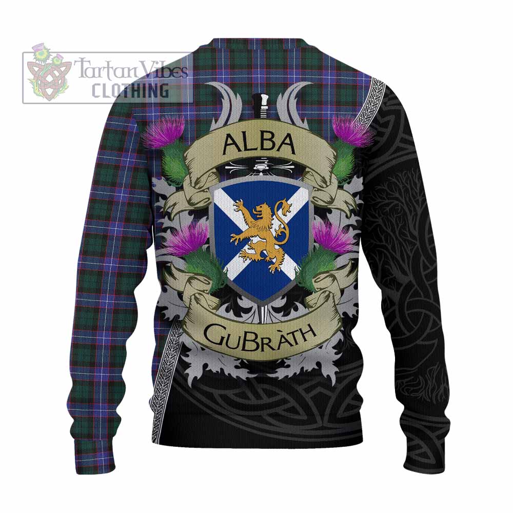 Tartan Vibes Clothing Hunter (Hunterston) Tartan Family Crest Knitted Sweater Lion Rampant Royal Thistle Shield Celtic Inspired