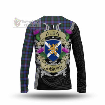 Tartan Vibes Clothing Hunter (Hunterston) Tartan Family Crest Long Sleeve T-Shirt Lion Rampant Royal Thistle Shield Celtic Inspired