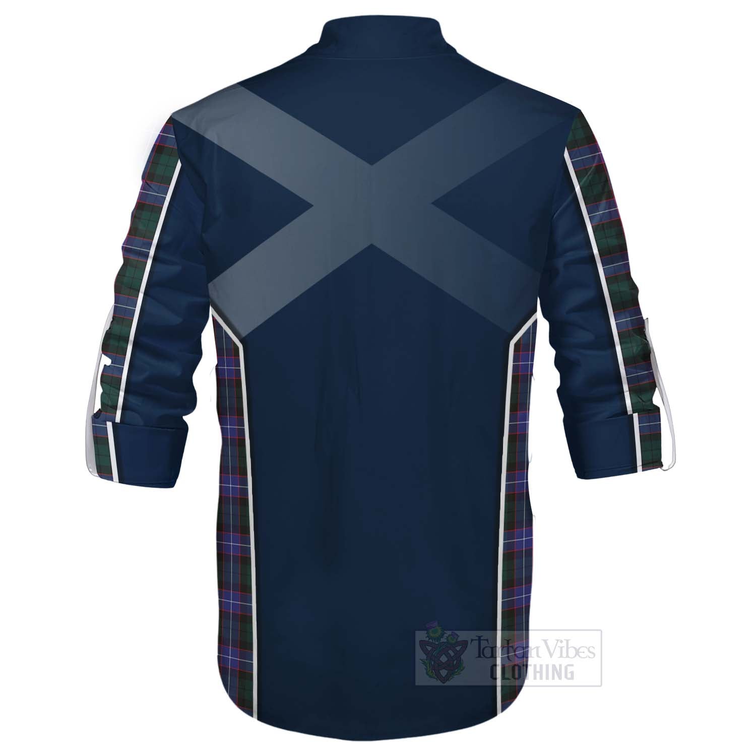 Tartan Vibes Clothing Hunter (Hunterston) Tartan Ghillie Kilt Shirt with Family Crest and Scottish Thistle Vibes Sport Style