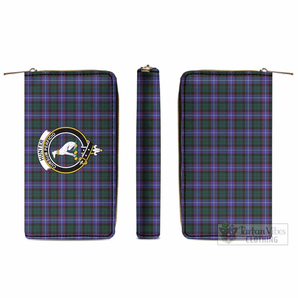 Tartan Vibes Clothing Hunter (Hunterston) Tartan Women's Leather Wallet with Family Crest
