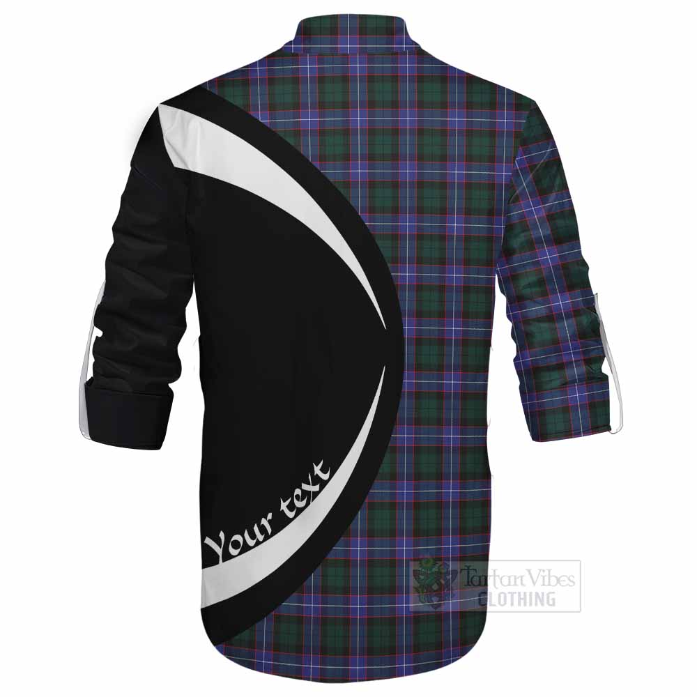 Tartan Vibes Clothing Hunter (Hunterston) Tartan Ghillie Kilt Shirt with Family Crest Circle Style