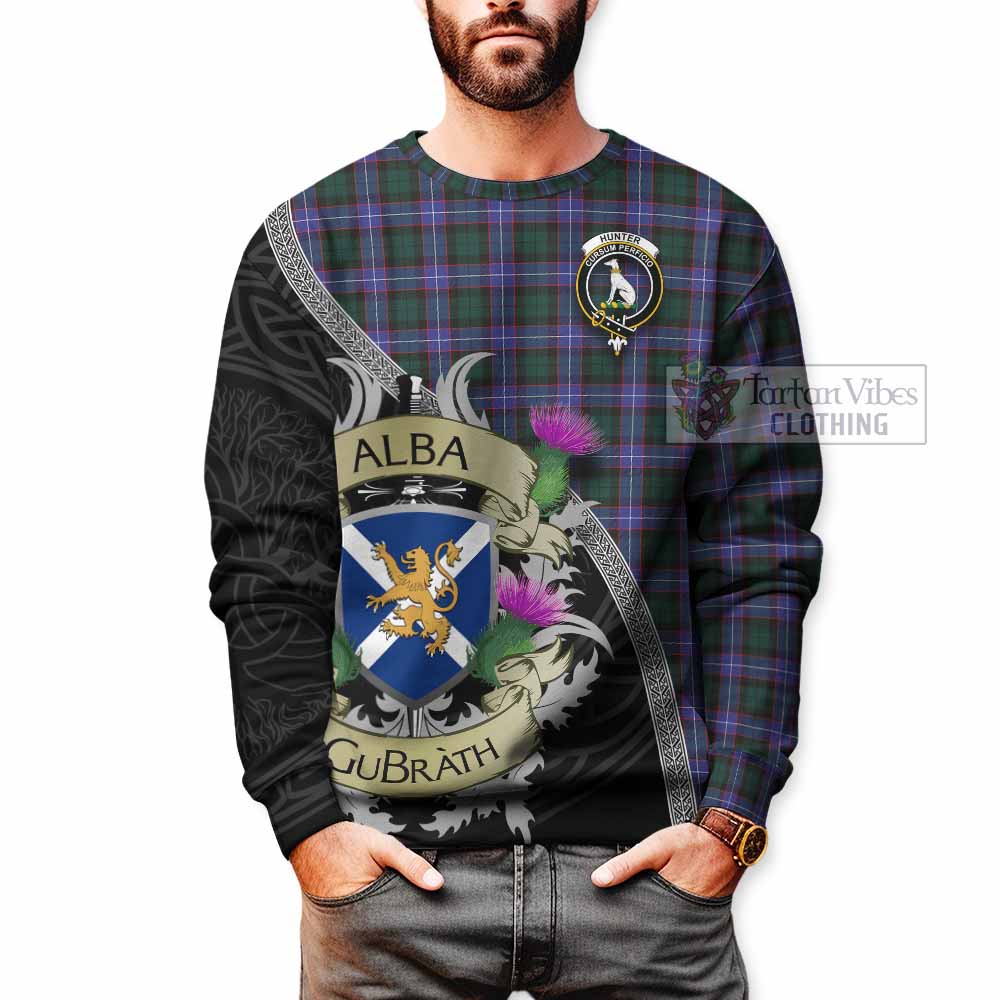 Hunter (Hunterston) Tartan Family Crest Sweatshirt Lion Rampant Royal Thistle Shield Celtic Inspired - Tartan Vibes Clothing