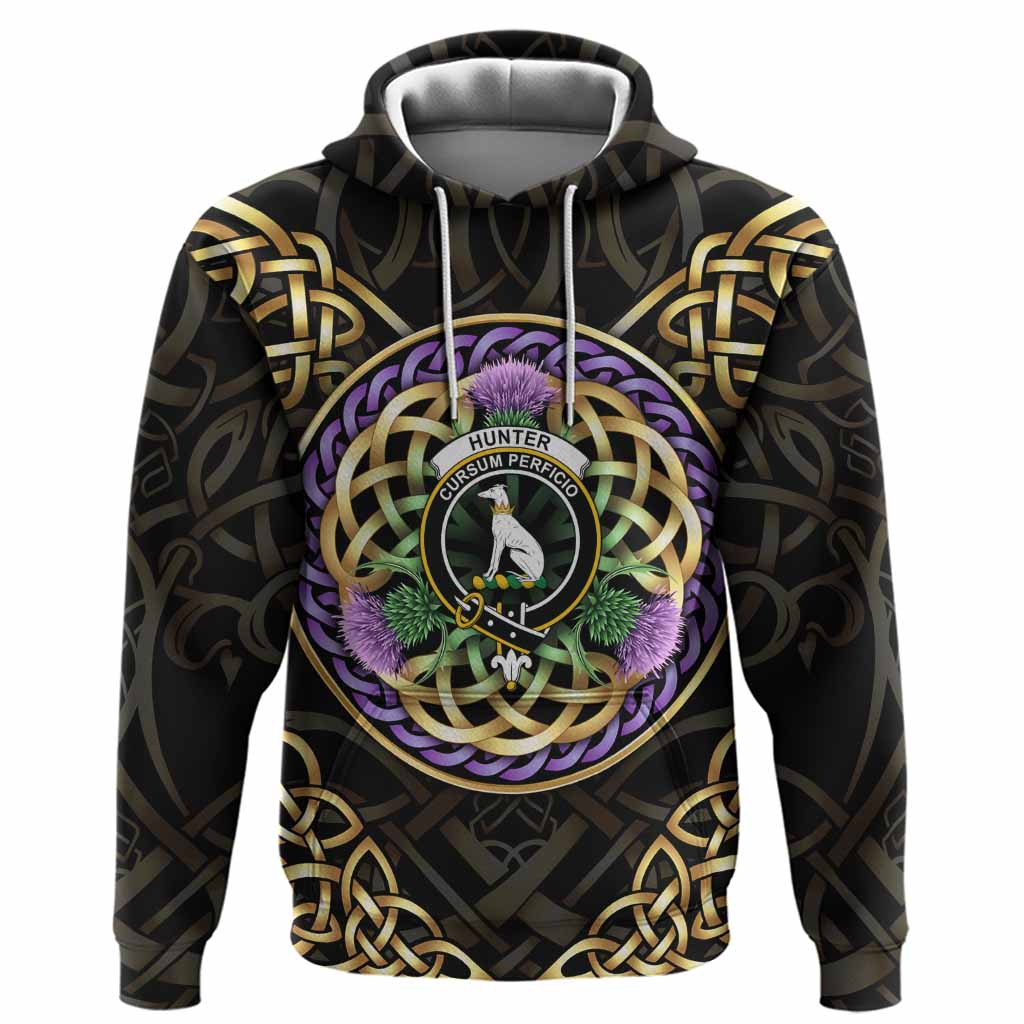 Hunter (Hunterston) Clan Crest Hoodie Celtic Scottish Thistle