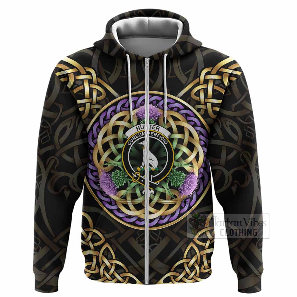 Hunter (Hunterston) Clan Crest Hoodie Celtic Scottish Thistle