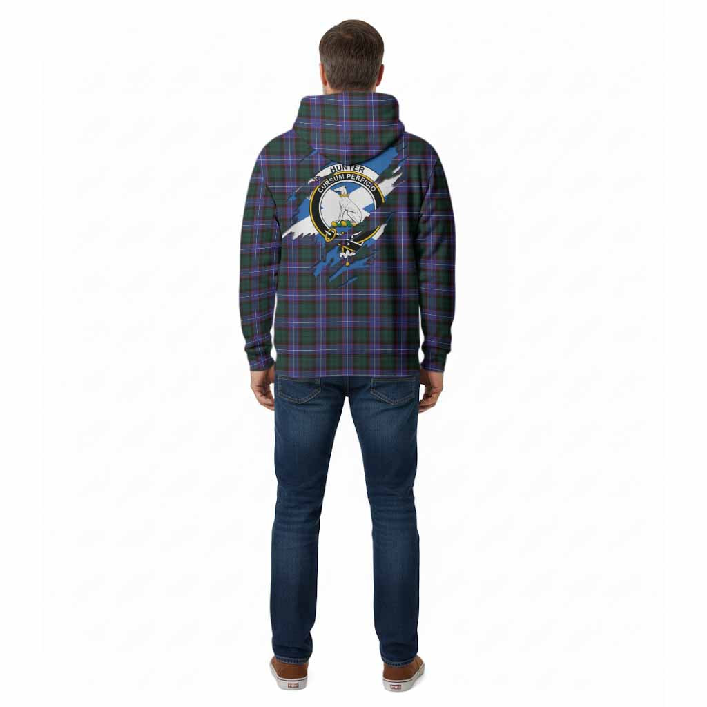 Hunter (Hunterston) Clan Crest In Me Tartan Cotton Hoodie Scotland Flag Style
