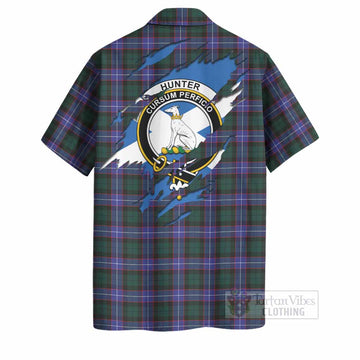 Hunter (Hunterston) Clan Crest In Me Tartan Hawaiian Shirt Scotland Flag Style