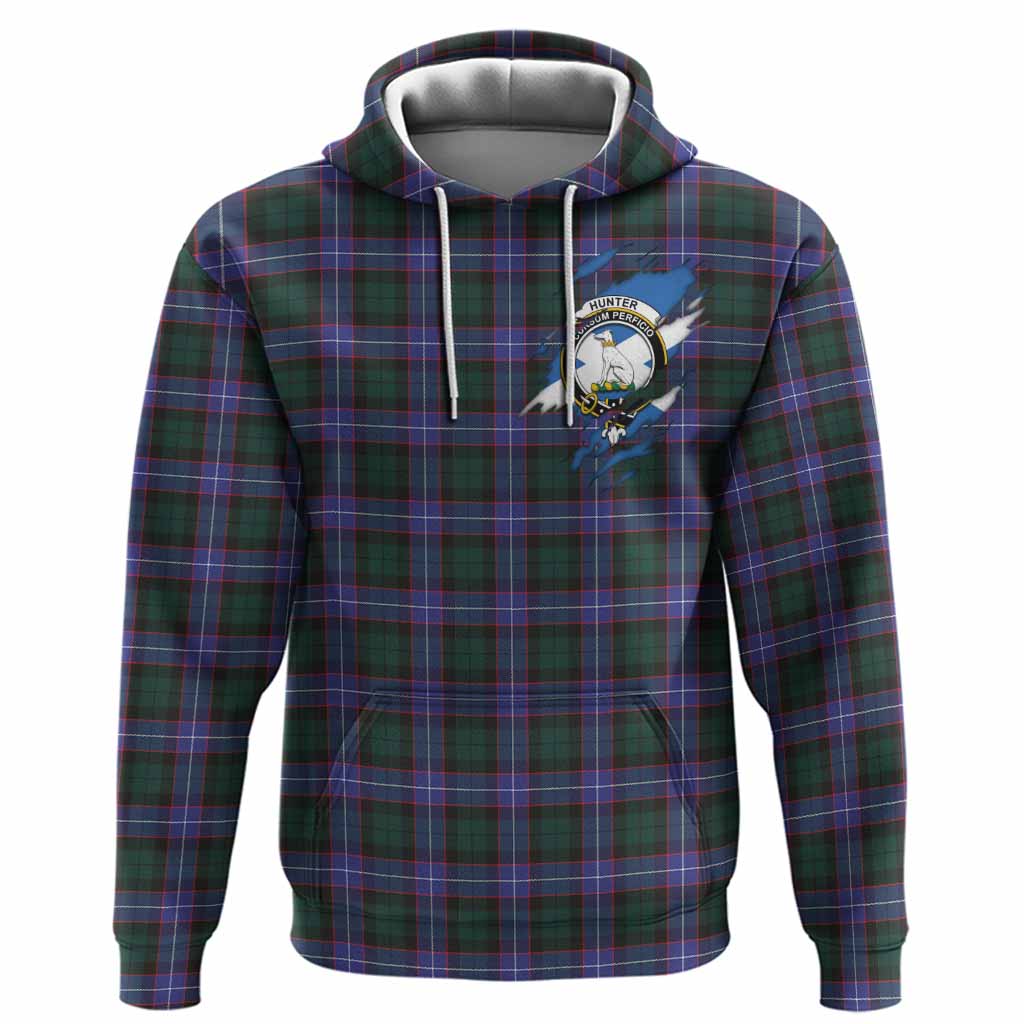 Hunter (Hunterston) Clan Crest In Me Tartan Hoodie Scotland Flag Style