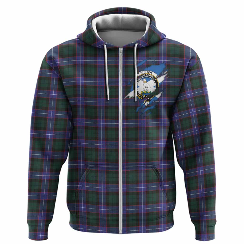 Hunter (Hunterston) Clan Crest In Me Tartan Hoodie Scotland Flag Style
